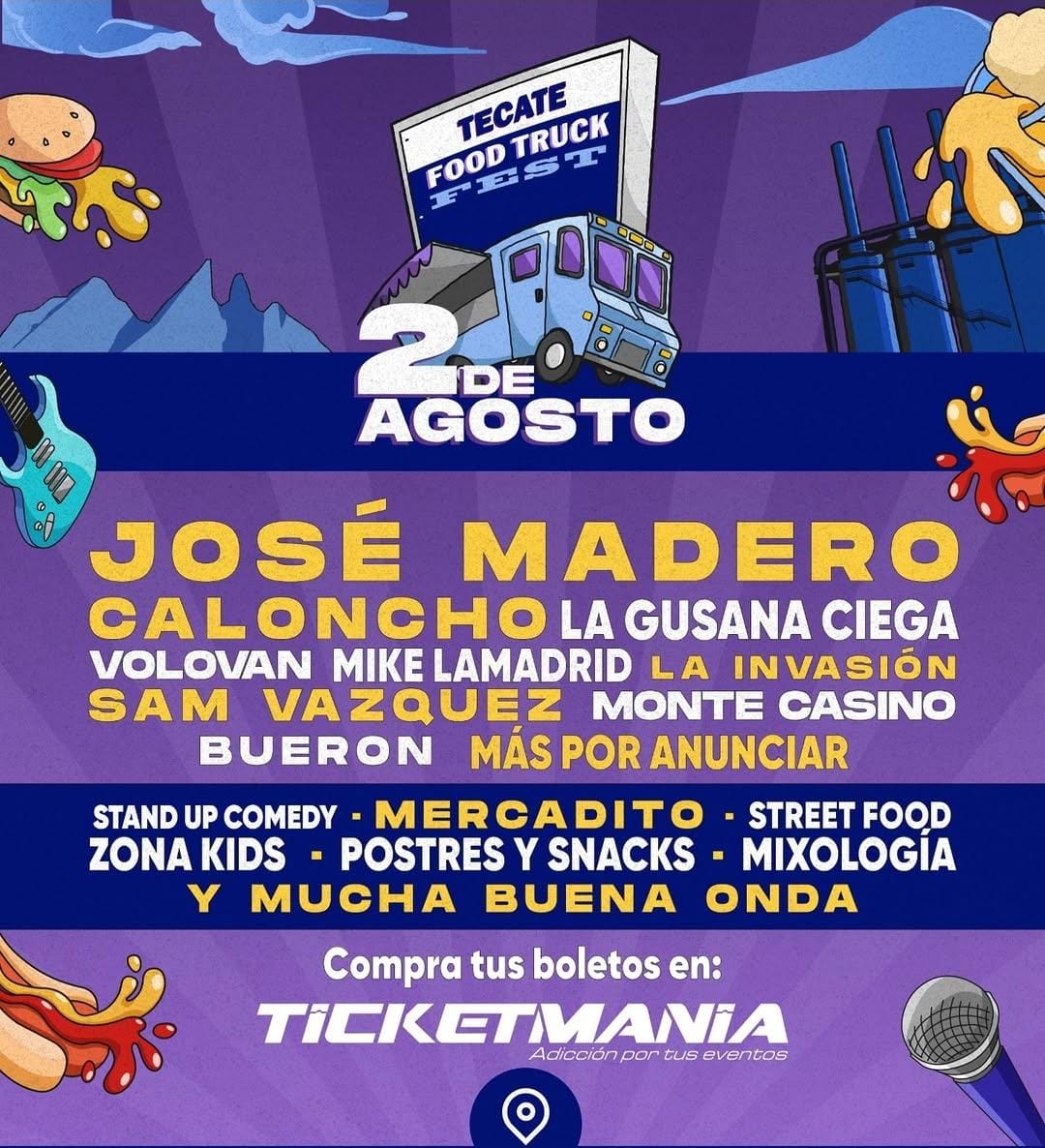 José Madero, Caloncho y La Gusana Ciega encabezan el Tecate Food Truck Fest 2025